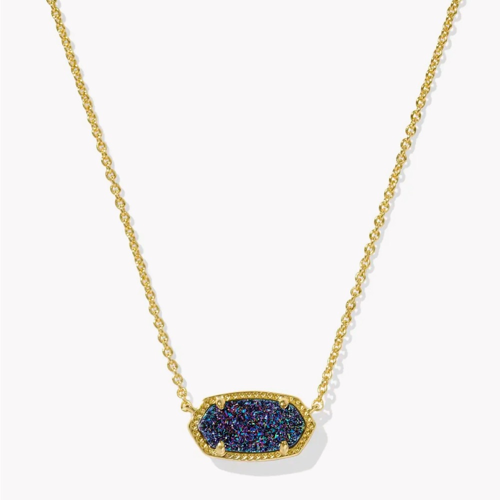 Kendra Scott Elisa Gold Short Pendant Necklace in Multi Drusy